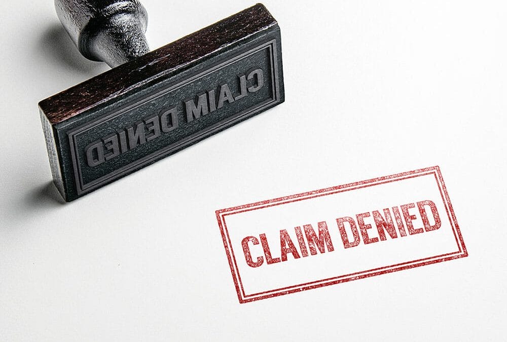 A stamp that says "claim denied"