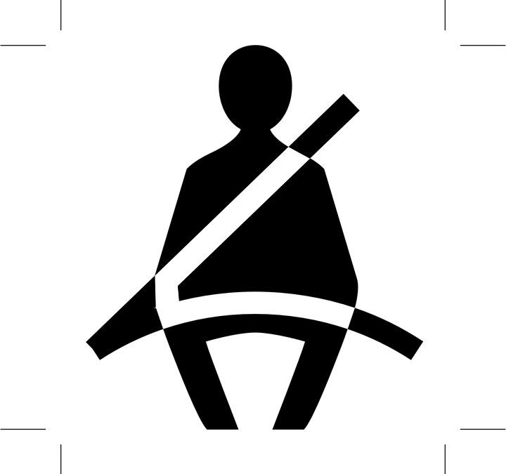 An animation of a person with their seat belt fastened and used.