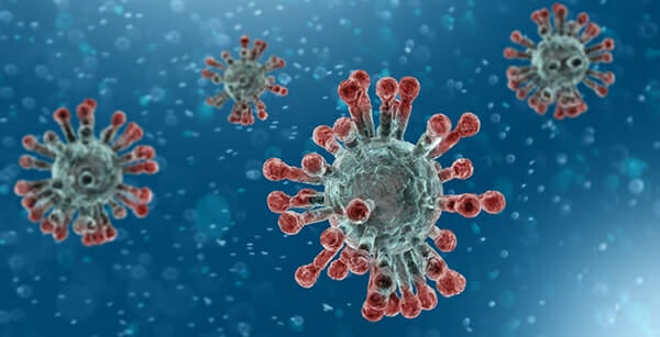 A microscopic animation of a pathogen to represent the Coronavirus.